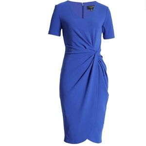 Tahari Mock Neck Stretch Crepe Sheath Dress